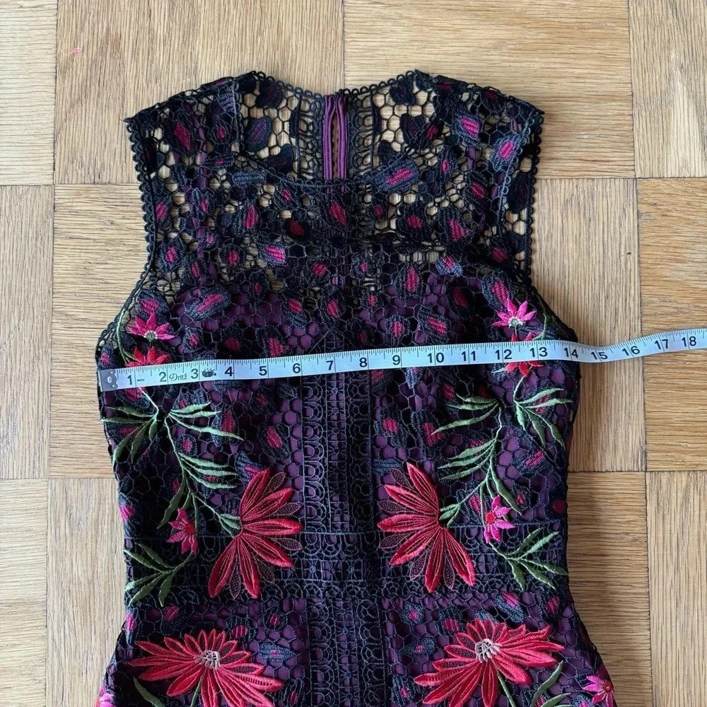 NWT Karen Millen US 4 Lace Mini Dress Leopard Floral Embroidery Sleeveless - Picture 12 of 15